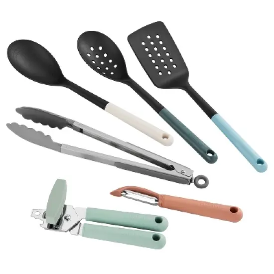 Cuisinart 6pc Gourmet Complete Tool and Gadget Set Green: Nylon Cooking Utensils, Dishwasher-Safe, Hanging Storage image {1}