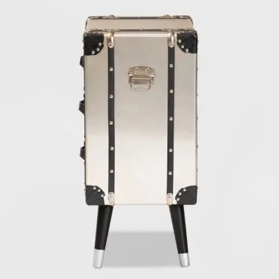 Dilan Metal 3 Drawer Nightstand Light Cream/Black - Baxton Studio: Vintage Style Bedside Storage image {3}