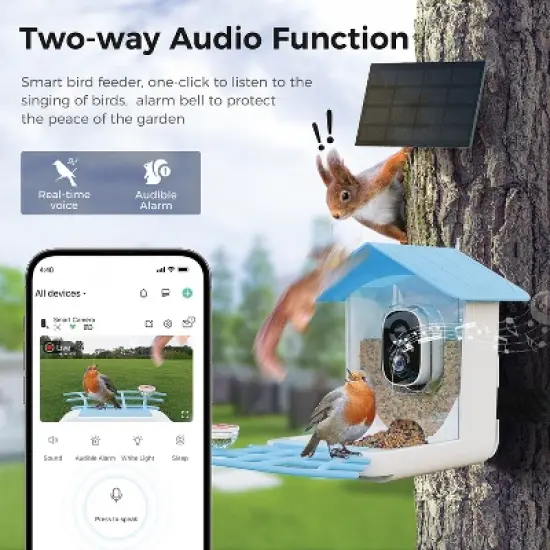 PerchMe&trade; Smart Bird Feeder with Camera (Sky Blue Canopy) image {5}