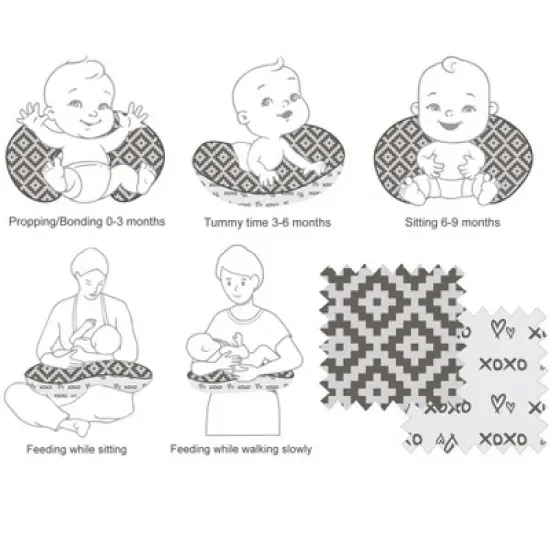 Bacati - 3 pc Love Aztec Print Gray Hugster Feeding & Infant Support Nursing Pillow image {4}