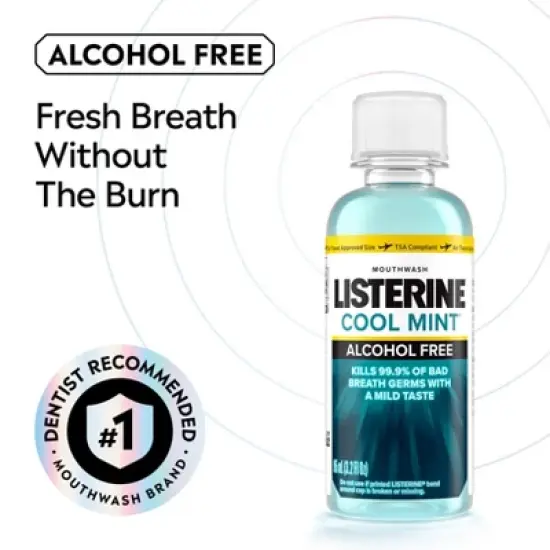Listerine Coolmint Zero Alcohol Mouthwash, Trial size - Trial Size - 3.2oz image {2}