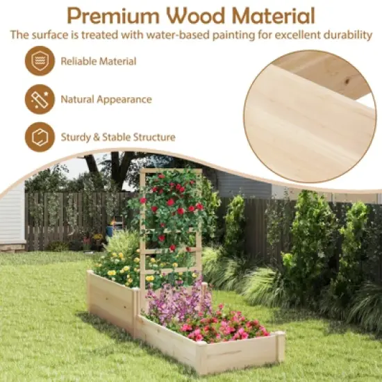 Costway 87" Raised Garden Bed with Trellis 2 Planter Boxes Open-ended Base for Patio image {6}