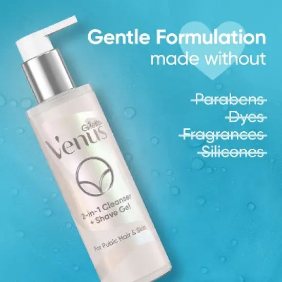 Venus for Pubic Hair and Skin Women's 2-in-1 Cleanser + Shave Gel - Unscented - 6.42oz image {3}