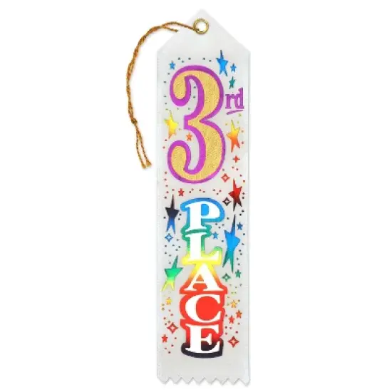 Beistle 3rd  Place Award Ribbon, 2" x 8", (6/Pkg) Multicolored image {1}