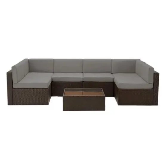 Rbied 7-Piece Wicker Outdoor Sofa Sectional Set Conversation Sets with Cushions image {13}