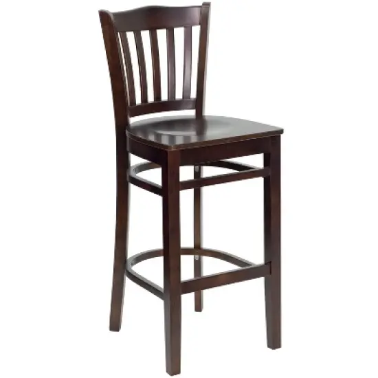 Flash Furniture Vertical Slat Back Wooden Restaurant Barstool image {10}