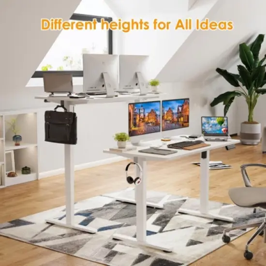 Lirago White Electric Standing Desk 48x24 Splice Board Carbon Steel Frame 170LB Capacity Height Adjustable image {6}