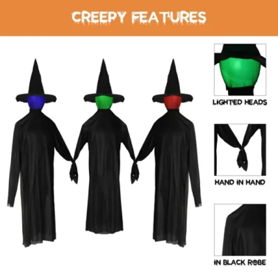Slickblue Outdoor 63" Halloween Witch Prop with Glowing Head, Motion, and Creepy Sound Effects image {14}