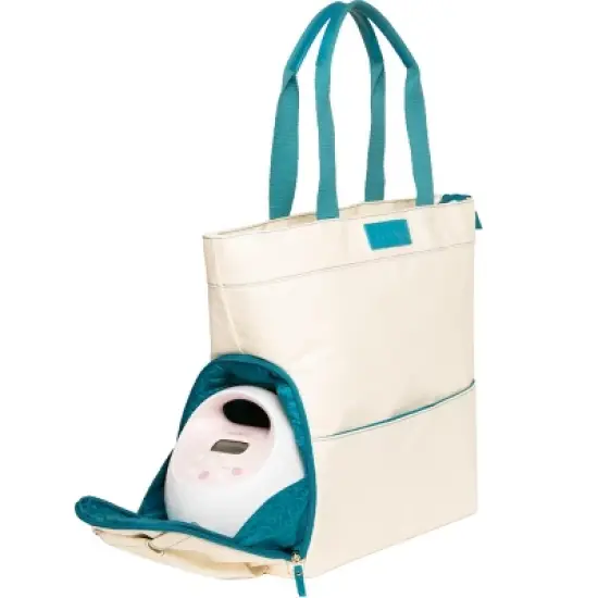 Sarah Wells Austin Breast Pump Tote &ndash; Coated Canvas Bag with Insulated Pocket, Water Bottle Holder & Laptop Sleeve image {6}