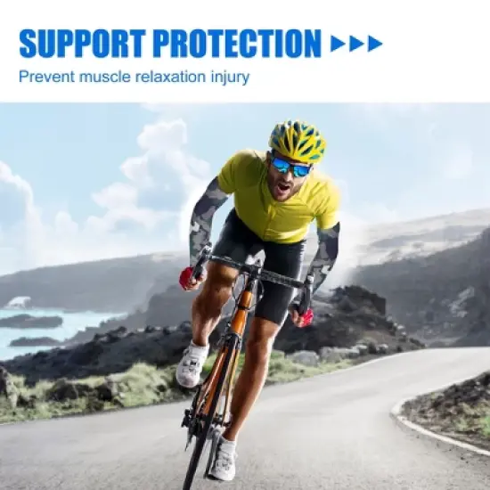 Unique Bargains Basketball Sports Camouflage Cooling Arm Elbow Compression Sleeve Green Gray Blue 1 Pair image {5}