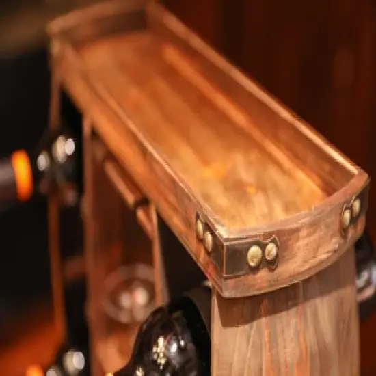 Vintiquewise Decorative Wooden 8 Bottle Rustic Wine Rack with Glasses Holder image {3}