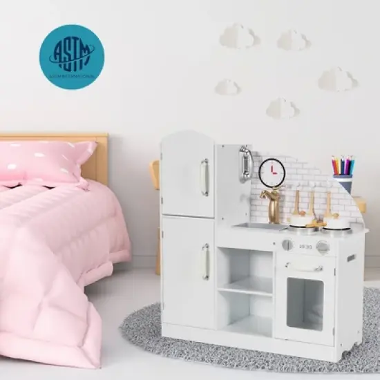 Costway Kids Kitchen Playset Pretend Play Cooking Set w/Vivid Faucet & Telephone image {1}