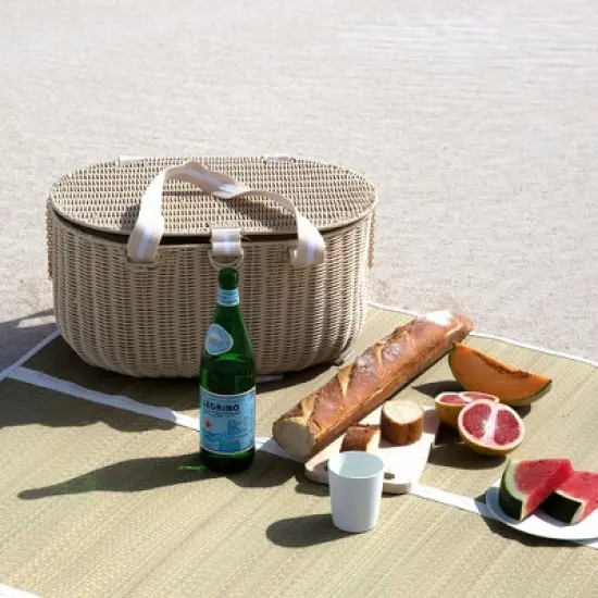 Sunnylife Large Picnic Basket Set - Le Weekend Natural - Insulated, 9.7 Gal image {4}