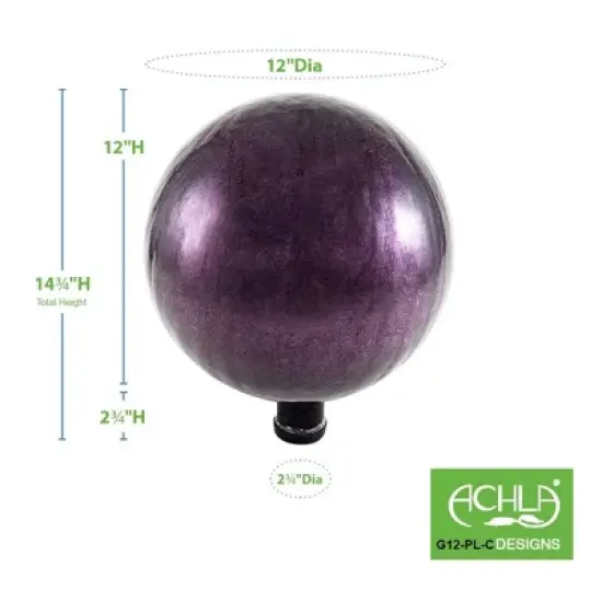 Achla Designs G12-PL-C 12 Inch Glass Outdoor Gazing Crackling Globe Sphere Lawn Ornament Decoration for Gardens and Flower Beds, Plum image {3}
