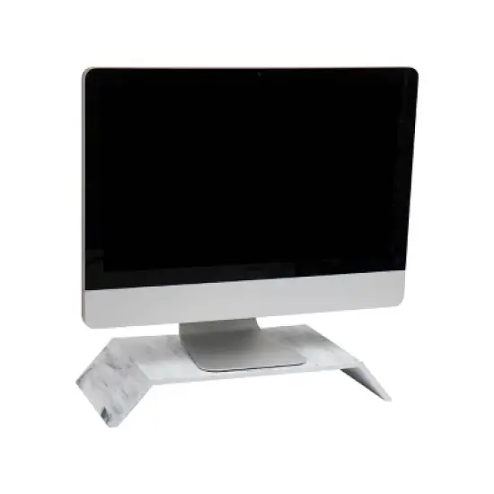Mind Reader Marbella Collection Monitor Stand White: Desk Organizer & Office Riser, Plastic, Multicolored image {7}