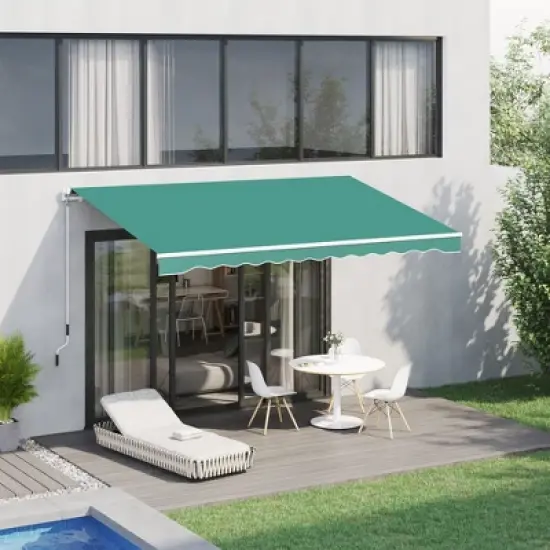 Sapphtopaz 10' x 8' Retractable Awning Manual Patio Awnings Sunshade Shelter UV & Water-Resistant with Manual Crank Handle image {10}