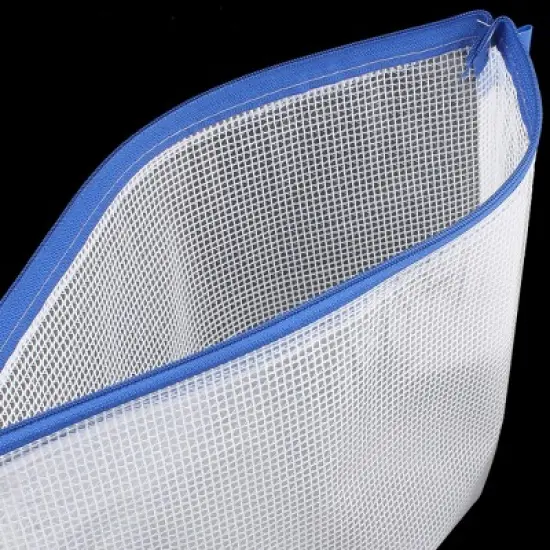 PiccoCasa Office Plastic Zip Closure A4 Paper Files Document Bags Clear Blue 12 Pcs image {1}