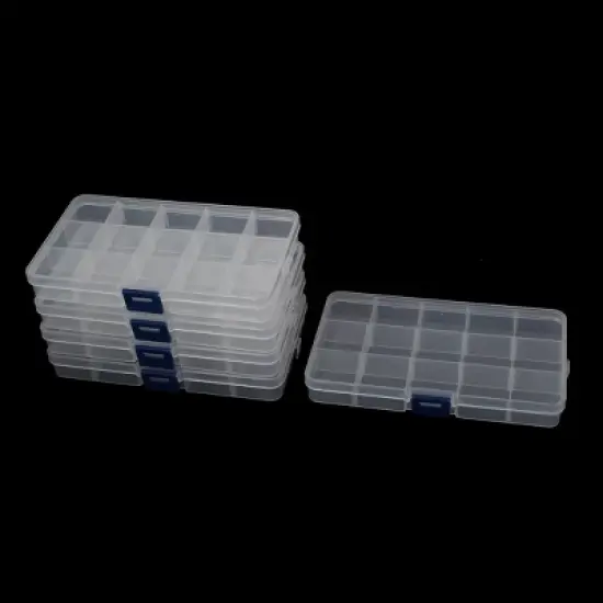 Unique Bargains Plastic Fishing Bait Storage Angling Tackle Box Container Clear 5 PCS image {1}