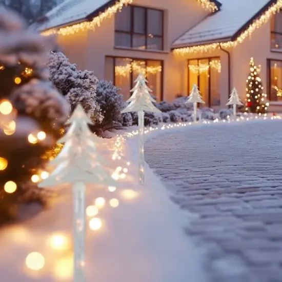 Northlight Lighted Tree Christmas Outdoor Pathway Markers - 26.5" - Set of 4 image {1}