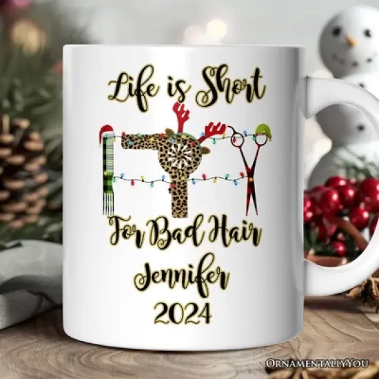 Hairdresser Buffalo Plaid Christmas Mug (Non-Custom Only)| OrnamentallyYou image {3}