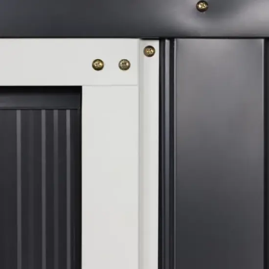 Outsunny 11' x 13' Metal Storage Shed Garden Tool House with Double Sliding Doors, 4 Air Vents for Backyard, Patio, Lawn Dark Gray image {4}