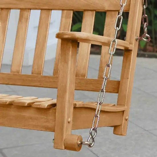 Cambridge Casual Moni Teak Wood Outdoor Porch Swing: Weather-Resistant, 2-Seater with Hanging Hardware image {4}