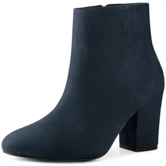 Perphy Women's Round Toe Chunky High Heels Ankle Boots image {9}