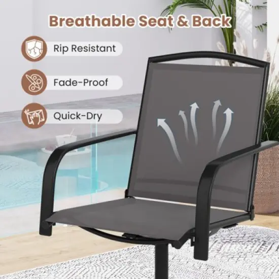 Tangkula Patio Swivel Chairs Set of 4 w/ High Back & Round Metal Base for Backyard image {6}