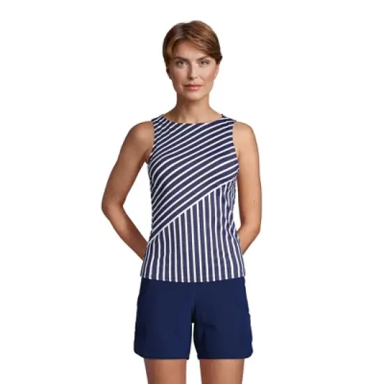 Lands' End Women's High Neck UPF 50 Modest Tankini Top Swimsuit image {2}