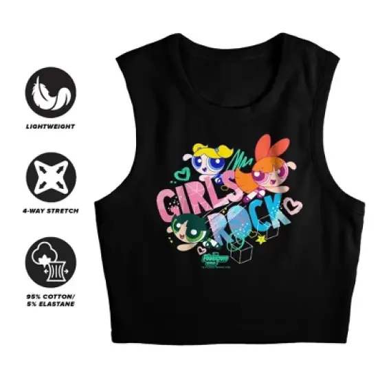 Women's Powerpuff Girls Rock Trio Sleeveless Crop Top Tank image {2}