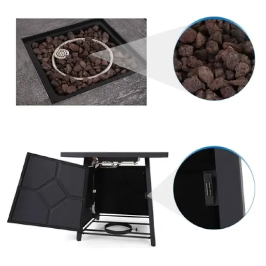 7pc Steel & Wicker Outdoor Set with Cushions & Fire Pit Table - Captiva Designs
 image {12}