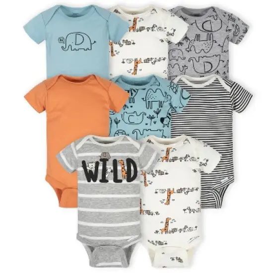 Gerber Baby Boys' Short Sleeve Onesies&reg; Bodysuits, 8-Pack image {13}