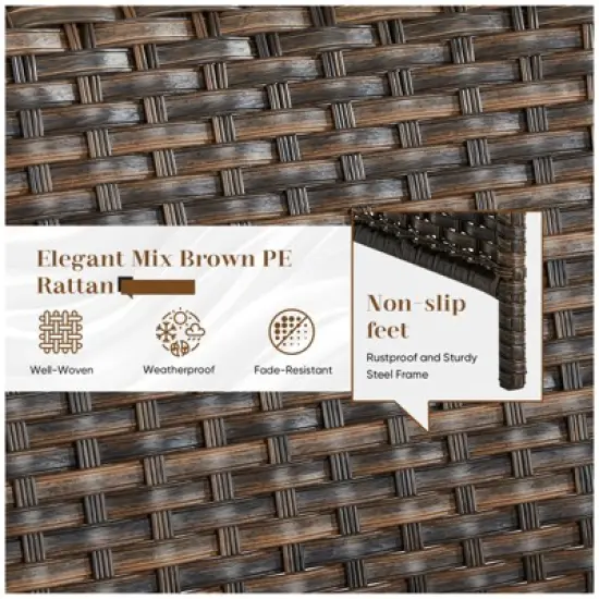 Gymojoy 2 Pieces Outdoor Patio Rattan Ottomans with cushions image {2}