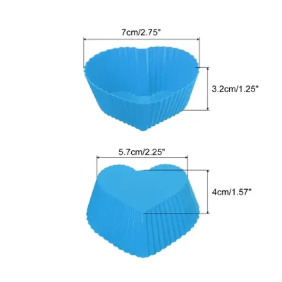 Unique Bargains Silicone Heat Resistant Cupcake Liners Heart Shape Baking Cups 18 Pcs image {1}