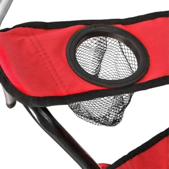 GoTeam Double Folding Camping Chair Set with Shade Umbrella, Cooler, and Carrying Bag for Camping, Beach Lounging, Tailgating, and More, Red image {3}