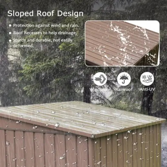 Gulches Outdoor Storage Shed 6x4 FT, Metal Tool Sheds Storage House with Lockable Double Door, Large Bike Shed Waterproof for Garden, Backyard, Lawn image {6}