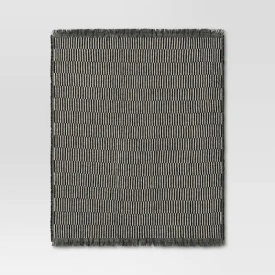 50''x60'' Oversized Woven Linework Throw Blanket Black/Cream - Threshold&trade; image {2}