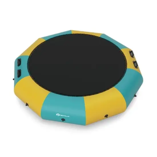 Costway 10FT Inflatable Water Bouncer Splash Padded Water Trampoline Blue\Yellow image {11}