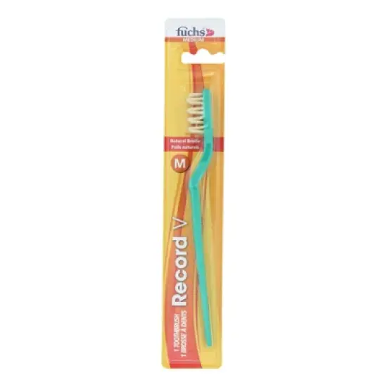 Fuchs Medium Natural Bristle Toothbrush Green - 12 ct image {1}