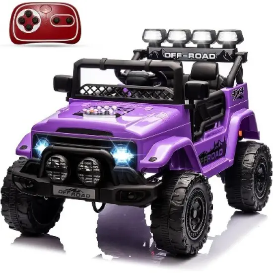 12V Ride On Truck Car, Kids Electric Vehicle Remote Control, Powered Ride On Toy Truck with Spring Suspension, 3 Speeds, Lights, Music for Kids 3-9 image {5}