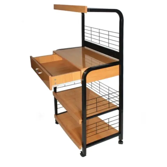 Better Home Products Kristi Metal Frame Microwave Stand with Storage in Black image {3}