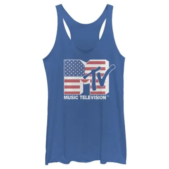 Women's MTV Flag Logo Racerback Tank Top image {2}