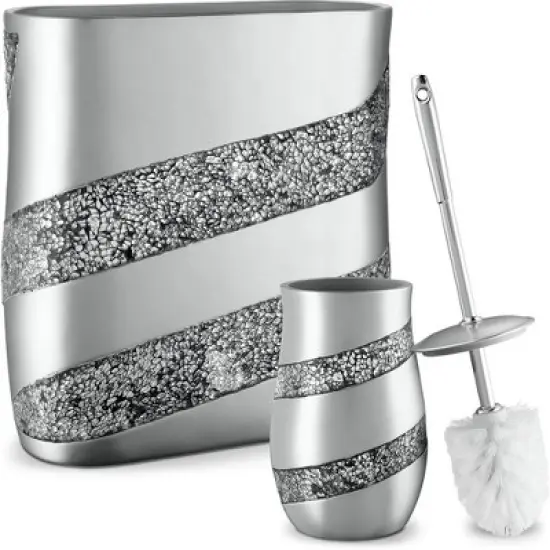 Creative Scents Silver Mosaic Toilet Bowl Brush with Holder image {5}