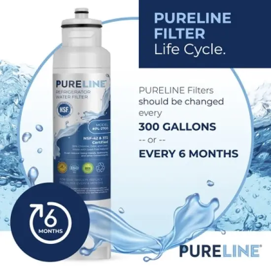 PURELINE DW2042FR-09 Refrigerator Water Filter. Compatible with Daewoo Aqua Crystal DW2042FR-09, DW2042FR, Kenmore 46-9130 (3-Pack) image {4}