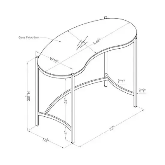 Burwick Writing Desk with Glass Top Gold - miBasics image {5}