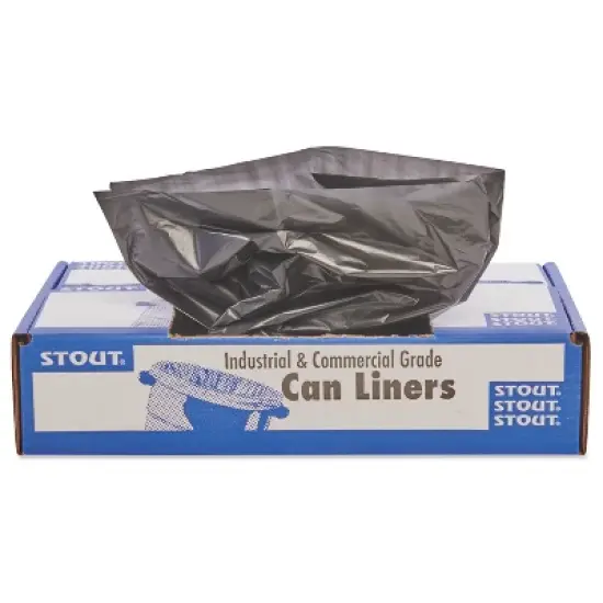 Stout by Envision Total Recycled Content Plastic Trash Bags, 65 gal, 1.5 mil, 50" x 51", Black/Brown, 100/Carton image {6}