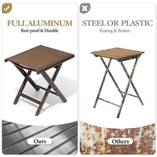 Crestlive Products Outdoor Side Table, Aluminum Outdoor End Table, Outdoor Folding Side Table with Textilene, Small Patio Coffee Table image {6}