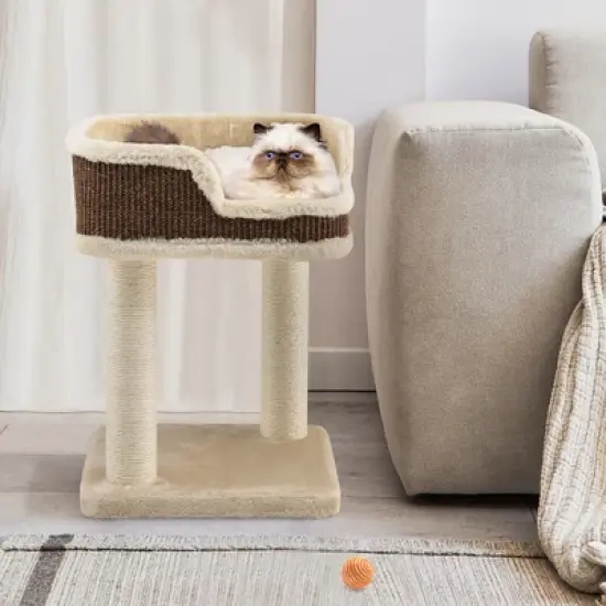 Tangkula Cat Tree Multi-Level Cat Tower w/ Scratching Posts & Large Plush Perch image {1}