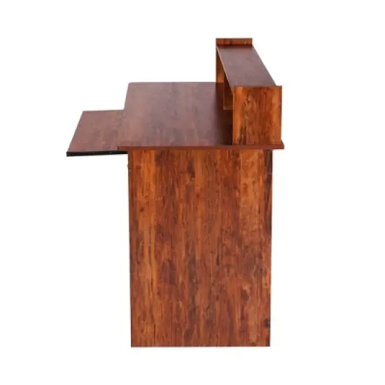 Essential Wood Computer Desk with Hutch - Onespace image {6}