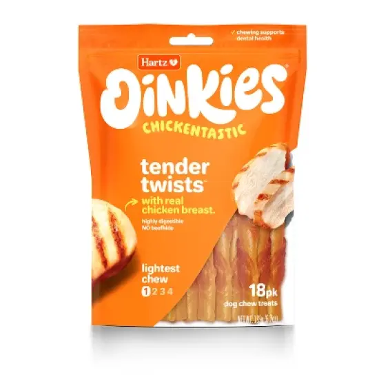 Hartz Oinkies Tender Treats Jerky with Chicken Senior Dog Treats - 18pk image {8}